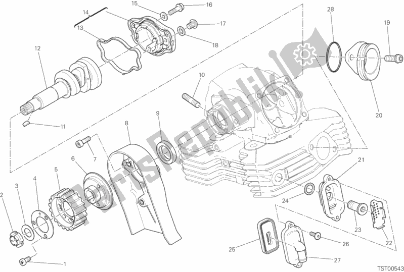 All parts for the Vertical Cylinder Head - Timing of the Ducati Scrambler Street Classic Thailand 803 2018
